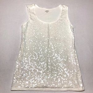 LOFT - White Sequin Tank - XS